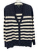 C Bloomindale's Size XL Navy & White Cashmere Button Down Long Sleeve Cardigan Navy & white / XL