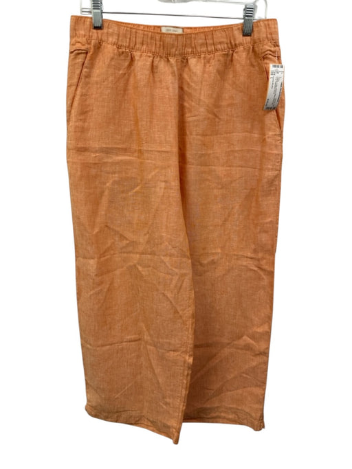 Cynthia Rowley Size L Orange Linen Elastic Waist Wide Leg Crop Pants Orange / L