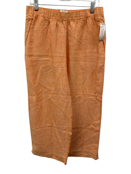 Cynthia Rowley Size L Orange Linen Elastic Waist Wide Leg Crop Pants Orange / L