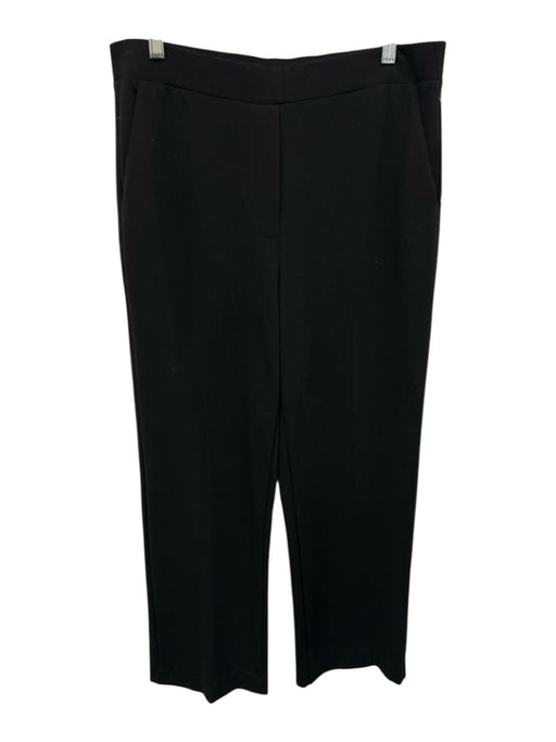 Theory Size L Black Polyester Elastic Waist Wide Leg Cropped Pants Black / L
