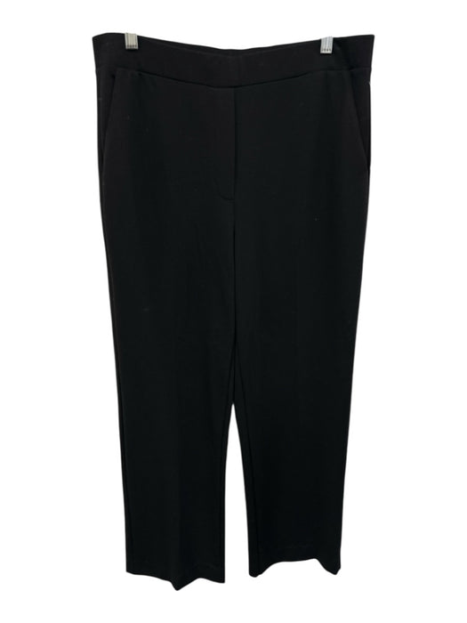 Theory Size L Black Polyester Elastic Waist Wide Leg Cropped Pants Black / L