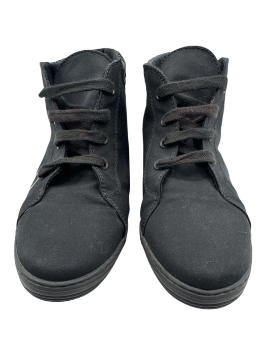 Bottega Veneta Shoe Size 39 Black Canvas & Leather Woven Detail Lace Up Sneakers Black / 39