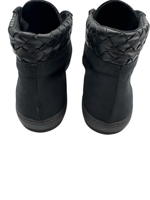Bottega Veneta Shoe Size 39 Black Canvas & Leather Woven Detail Lace Up Sneakers Black / 39
