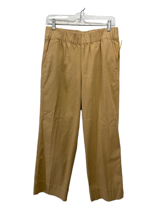 J Crew Size M Tan Brown Cotton Elastic Waist Straight Wide Pants Tan Brown / M