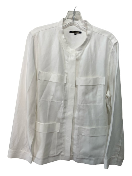 Kobi Halperin Size XL White Tencel & Linen Button Down 4 Pocket Long Sleeve Top White / XL