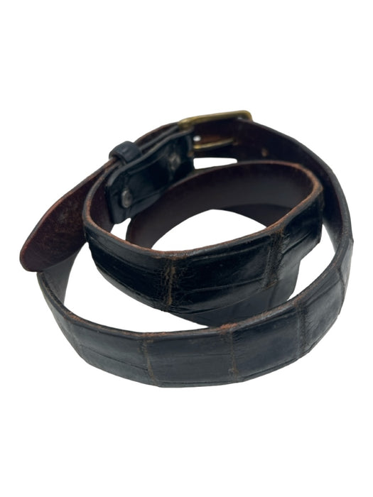 Black Alligator Leather Brass Hardware Belts Black / M/L
