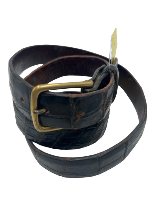 Black Alligator Leather Brass Hardware Belts Black / M/L