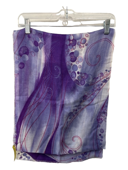 BEGG Purple Print Cashmere Thin Knit scarf Purple Print