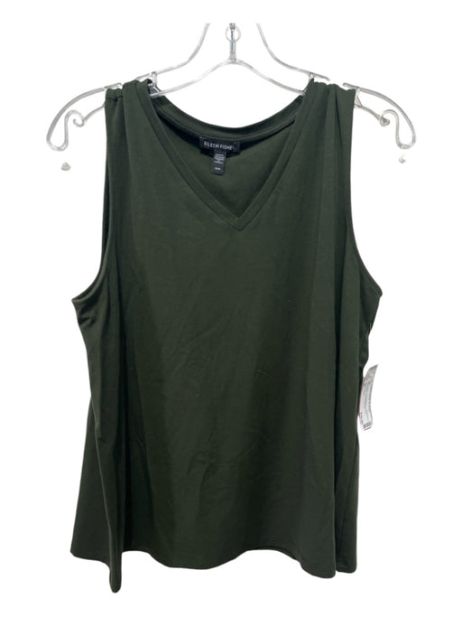 Eileen Fisher Size M Deep Green Tencel Blend V Neck Sleeveless Tank Top Deep Green / M