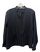 Eileen Fisher Size S Black Cotton Textured Button Front Long Sleeve Pockets Top Black / S