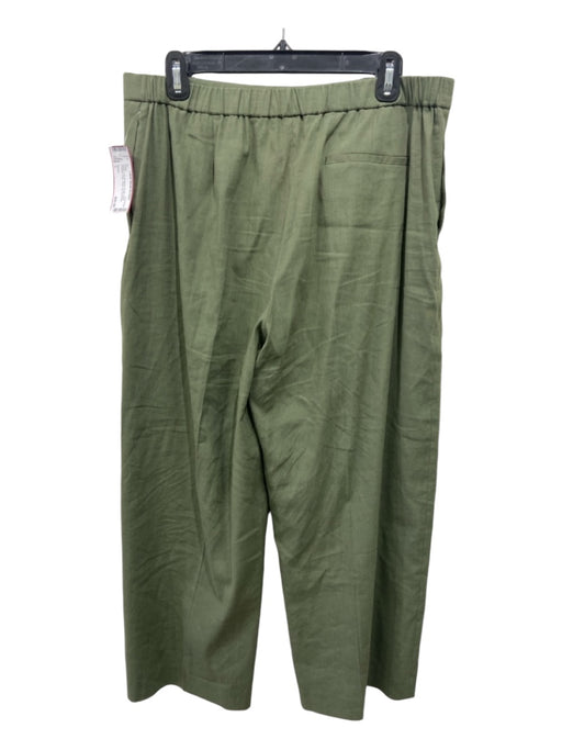 Theory Size L Green Lyocell blend Elastic Waist Pockets Crop Wide Leg Pants Green / L