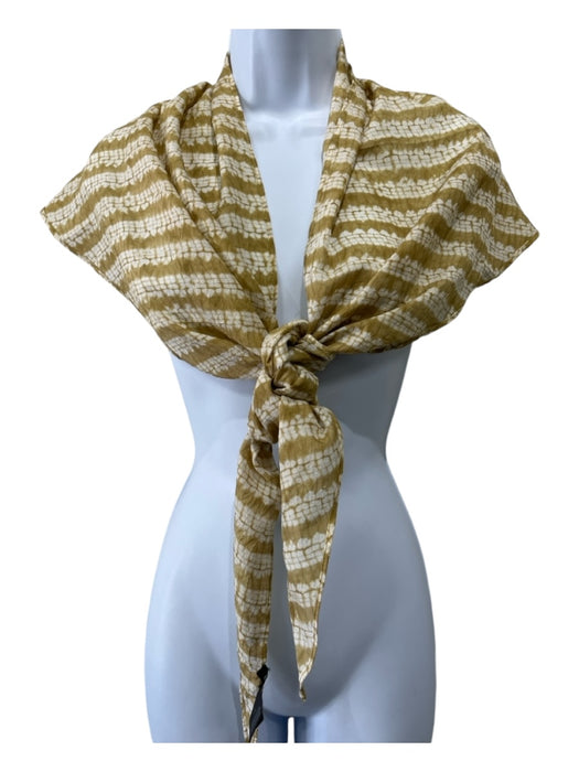 Eileen Fisher Yellow & White Silk Printed Long Abstract scarf Yellow & White / S