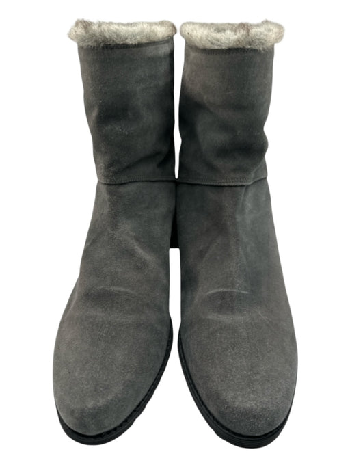 Stuart Weitzman Shoe Size 9.5 Gray Suede Faux Fur Lining 1" heel Back Zip Boots Gray / 9.5