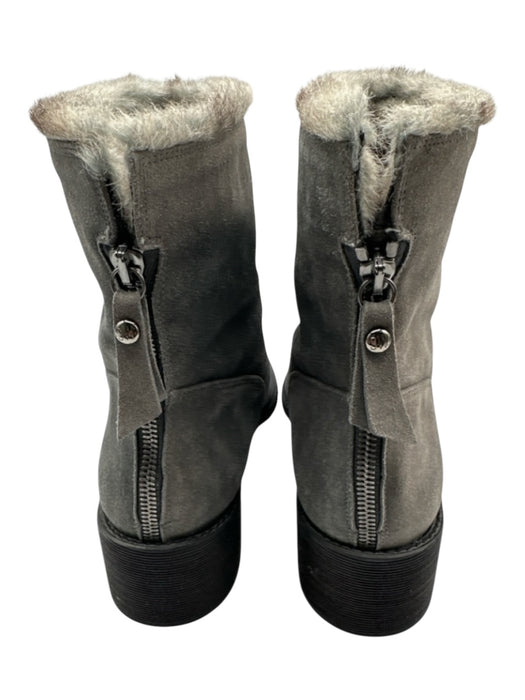 Stuart Weitzman Shoe Size 9.5 Gray Suede Faux Fur Lining 1" heel Back Zip Boots Gray / 9.5