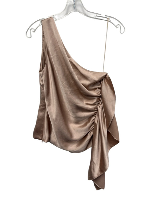 Trina Turk Size 6 Blush Pink Polyester One Shoulder Ruched Satin Top Blush Pink / 6