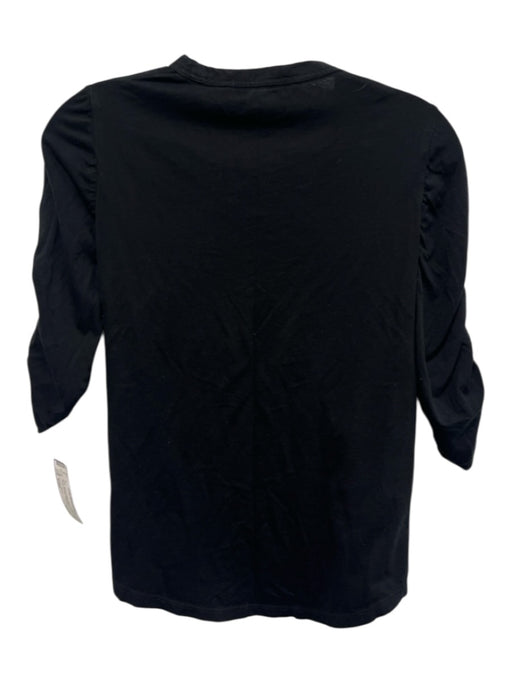 Veronica Beard Size Small Black Cotton Half Sleeve Ruched Top Black / Small