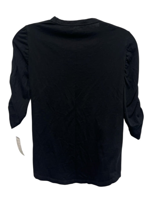 Veronica Beard Size Small Black Cotton Half Sleeve Ruched Top Black / Small