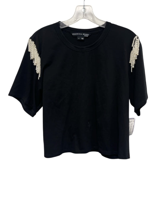 Veronica Beard Jeans Size Medium Black & White Cotton Blend Short Sleeve Top Black & White / Medium