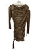 Sabina Musayev Size Medium Bronze Polyester Long Sleeve Pleated Ruched Dress Bronze / Medium