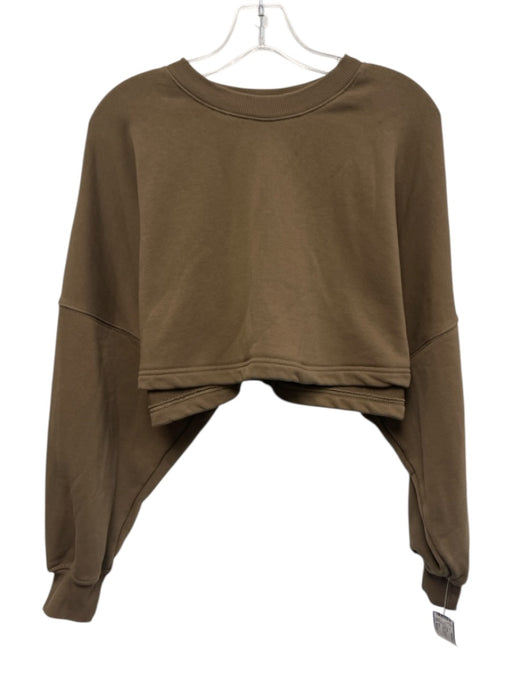 Athleta Size Medium Brown Cotton Blend Long Sleeve Cropped Sweater Brown / Medium