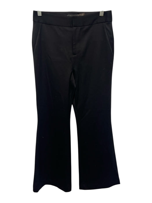 Alice + Olivia Size 4 Black Polyester Blend Mid Rise Pockets Flare Pants Black / 4