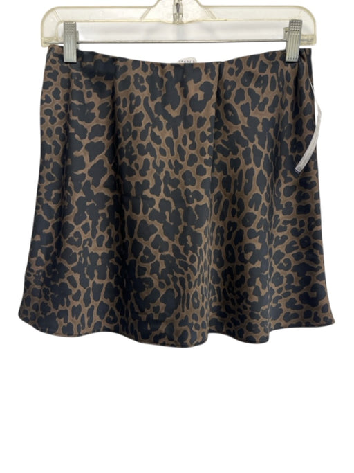 Gianni Bini Size Small Black & Brown Polyester Elastic Waist Leopard Satin Skirt Black & Brown / Small