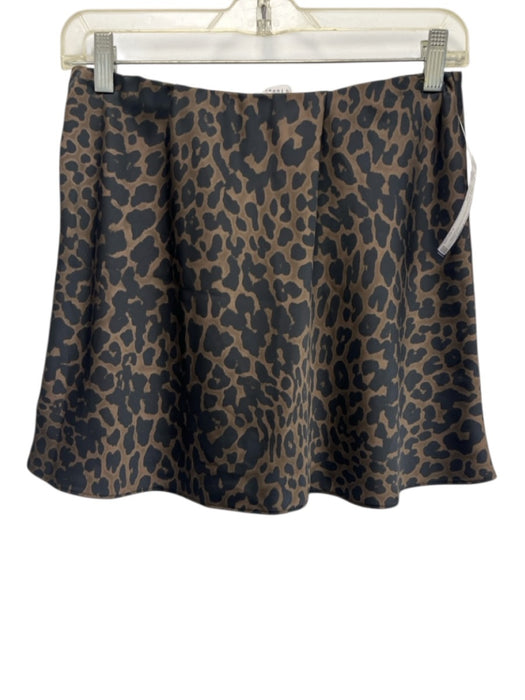 Gianni Bini Size Small Black & Brown Polyester Elastic Waist Leopard Satin Skirt Black & Brown / Small