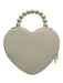 Kate Spade Cream White Saffiano Leather Faux Pearl Heart Zip Close Logo Bag Cream White / Mini