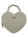 Kate Spade Cream White Saffiano Leather Faux Pearl Heart Zip Close Logo Bag Cream White / Mini