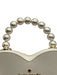 Kate Spade Cream White Saffiano Leather Faux Pearl Heart Zip Close Logo Bag Cream White / Mini