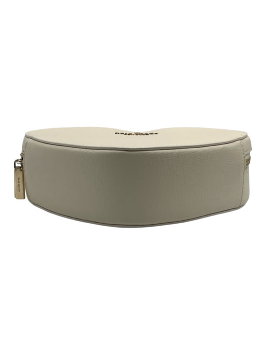 Kate Spade Cream White Saffiano Leather Faux Pearl Heart Zip Close Logo Bag Cream White / Mini