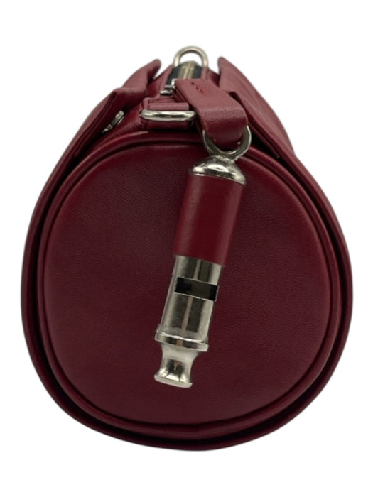 Leigh Ann Barnes Dark Red PU Leather Zip Close Quilted Snap Button Crossbody Bag Dark Red / Mini