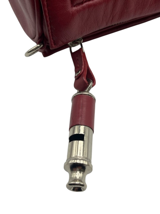 Leigh Ann Barnes Dark Red PU Leather Zip Close Quilted Snap Button Crossbody Bag Dark Red / Mini
