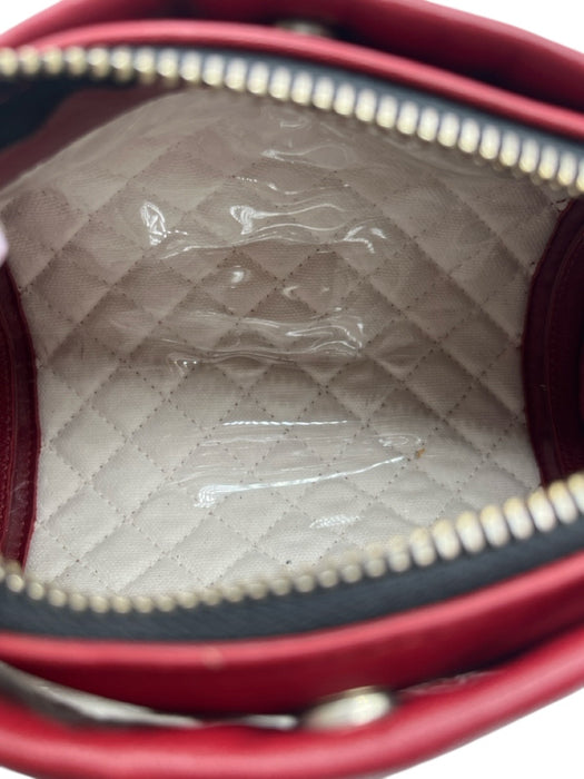 Leigh Ann Barnes Dark Red PU Leather Zip Close Quilted Snap Button Crossbody Bag Dark Red / Mini