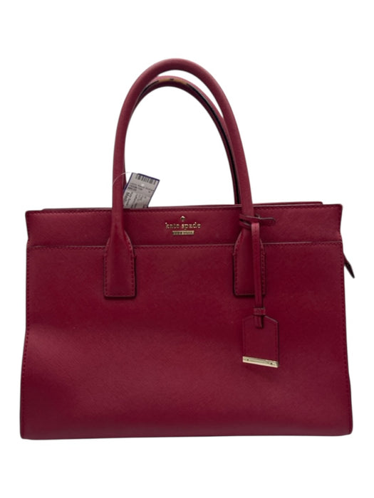 Kate Spade Raspberry Red Saffiano Leather Top Handle Logo Zip Close Bag Raspberry Red / Medium