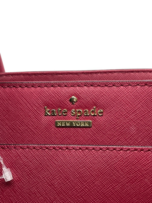 Kate Spade Raspberry Red Saffiano Leather Top Handle Logo Zip Close Bag Raspberry Red / Medium