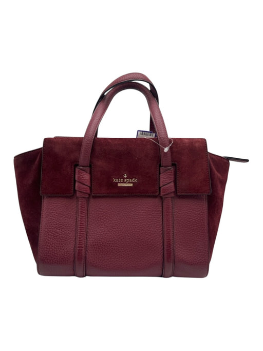 Kate Spade Maroon Red Leather Zip Close Fabric Block Bag Maroon Red / Medium