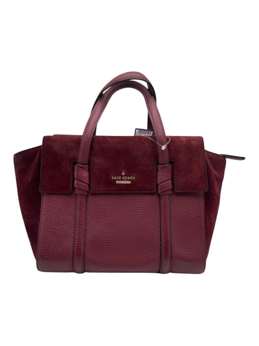 Kate Spade Maroon Red Leather Zip Close Fabric Block Bag Maroon Red / Medium