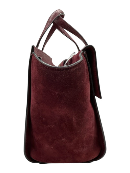 Kate Spade Maroon Red Leather Zip Close Fabric Block Bag Maroon Red / Medium