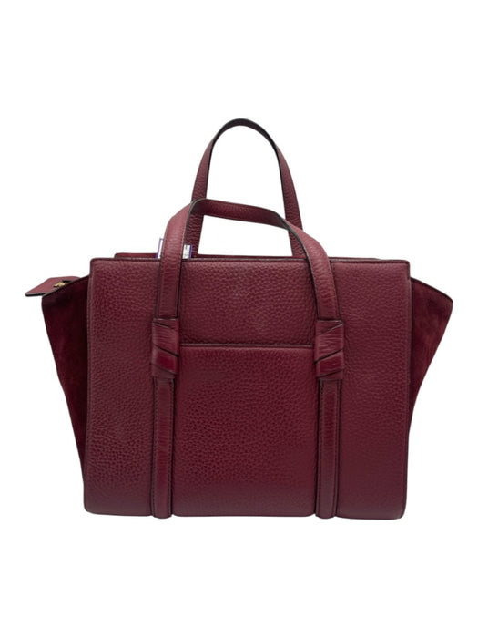 Kate Spade Maroon Red Leather Zip Close Fabric Block Bag Maroon Red / Medium