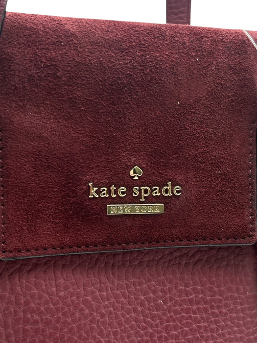 Kate Spade Maroon Red Leather Zip Close Fabric Block Bag Maroon Red / Medium