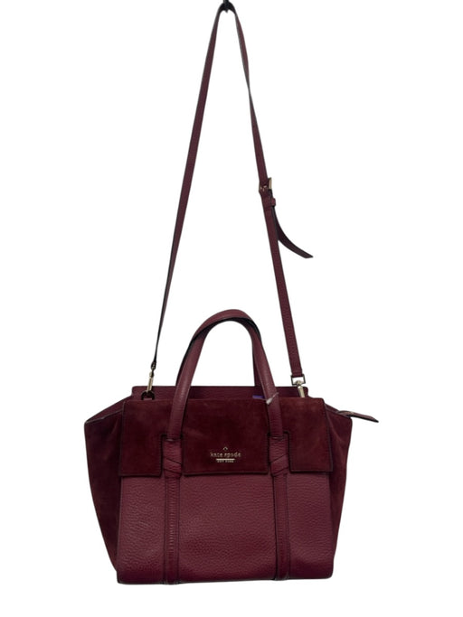 Kate Spade Maroon Red Leather Zip Close Fabric Block Bag Maroon Red / Medium