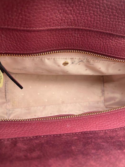 Kate Spade Maroon Red Leather Zip Close Fabric Block Bag Maroon Red / Medium