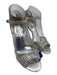 Badgley Mischka Shoe Size 7 Silver Leather Ankle Strap Rhinestone Open Toe Pumps Silver / 7