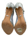 Badgley Mischka Shoe Size 7 Silver Leather Ankle Strap Rhinestone Open Toe Pumps Silver / 7
