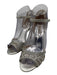 Badgley Mischka Shoe Size 7 Silver Leather Ankle Strap Rhinestone Open Toe Pumps Silver / 7