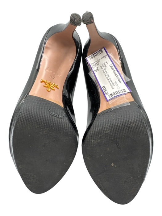 Prada Shoe Size 37 Black Patent Leather Peep Toe Platform Pumps Black / 37