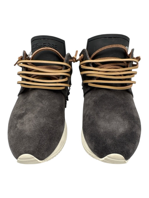 Esse Ut Esse Shoe Size 37 Gray Leather Upper Lace Up Fringe Almond Toe Sneakers Gray / 37