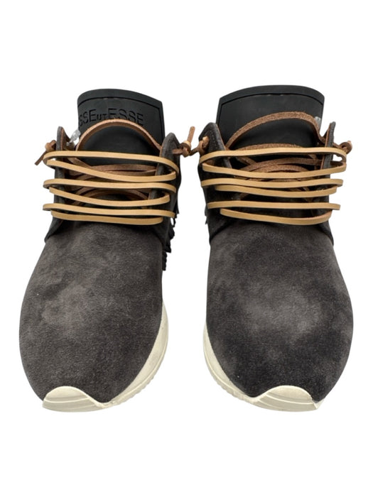 Esse Ut Esse Shoe Size 37 Gray Leather Upper Lace Up Fringe Almond Toe Sneakers Gray / 37