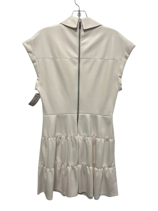 Alice + Olivia Size 6 White Polyurethane V Neck Short Sleeve Knot Detail Dress White / 6